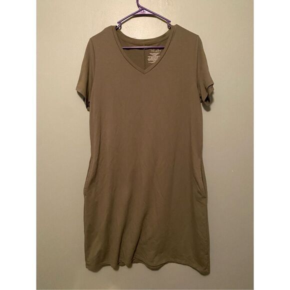 Time And Tru Green Short Sleeve Pocket Dress Size Large - Picture 1 of 6